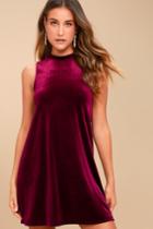 Others Follow | Gigi Burgundy Velvet Shift Dress | Size Large | Red | Lulus