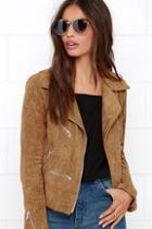 Olivaceous Suede With Love Tan Suede Moto Jacket