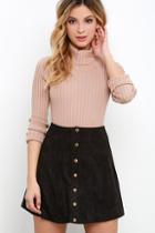 Honey Punch Suede My Day Black Suede Skirt