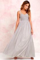Lulus | Sunday Kind Of Love Grey Tulle Gown | Size X-small | 100% Polyester
