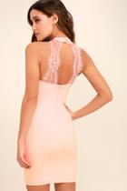 Solemio Endlessly Alluring Blush Pink Lace Bodycon Dress