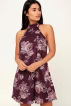 Camilla Purple Floral Print Mock Neck Swing Dress | Lulus