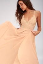 Madalyn Blush Lace Maxi Dress | Lulus