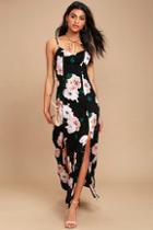 Lulus Peony For Your Thoughts Black Floral Print Maxi Dress