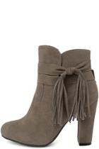 Bamboo Effie Taupe Suede Ankle Booties