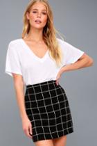 Competitive Advantage Black And White Grid Print Mini Skirt | Lulus