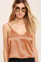Glamorous Easy To Love Copper Satin Crop Top
