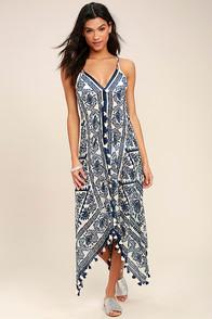 Love Stitch Sweet Splendor Navy Blue Print Cover-up