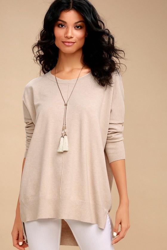Dreamers Keesa Beige Oversized Sweater Top | Lulus