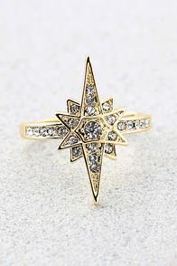 Shashi Hannah Gold Rhinestone Ring