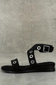 Coconuts Coconuts Belize Black Suede Wedge Sandals