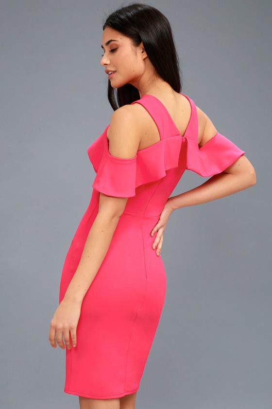 Cityscape Fuchsia Off-the-shoulder Bodycon Dress | Lulus