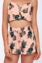 Bb Dakota Seth Pink Pineapple Print Drawstring Shorts | Lulus