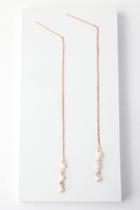 Ceres Rose Gold And Pearl Threader Earrings | Lulus