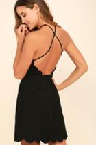 Lush | Your Everything Black Backless Skater Dress | Size Small | 100% Polyester | Lulus