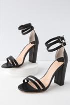 Tony Bianco Kelly Black Monaco Leather Ankle Strap Heels | Lulus