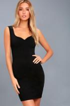 Lulus | Count On It Black Sleeveless Bodycon Dress | Size Large | 100% Polyester