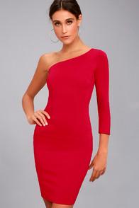 Lulus Hello Lover Red One-shoulder Bodycon Dress