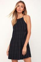 Rvca Exit Black Striped Lace-up Mini Dress | Lulus