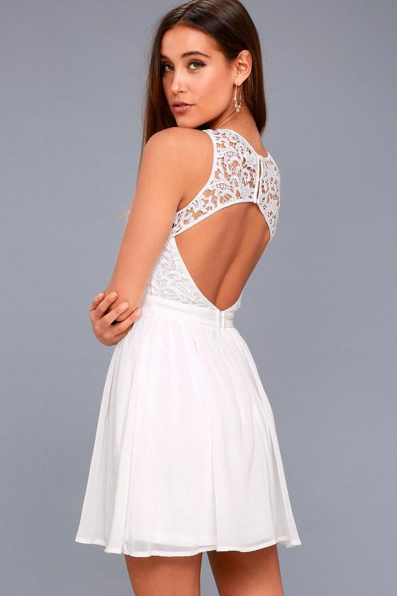 Romantic Tale White Lace Skater Dress | Lulus