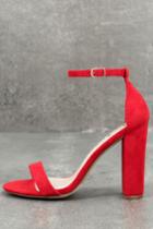 Taylor Red Suede Ankle Strap Heels | Lulus