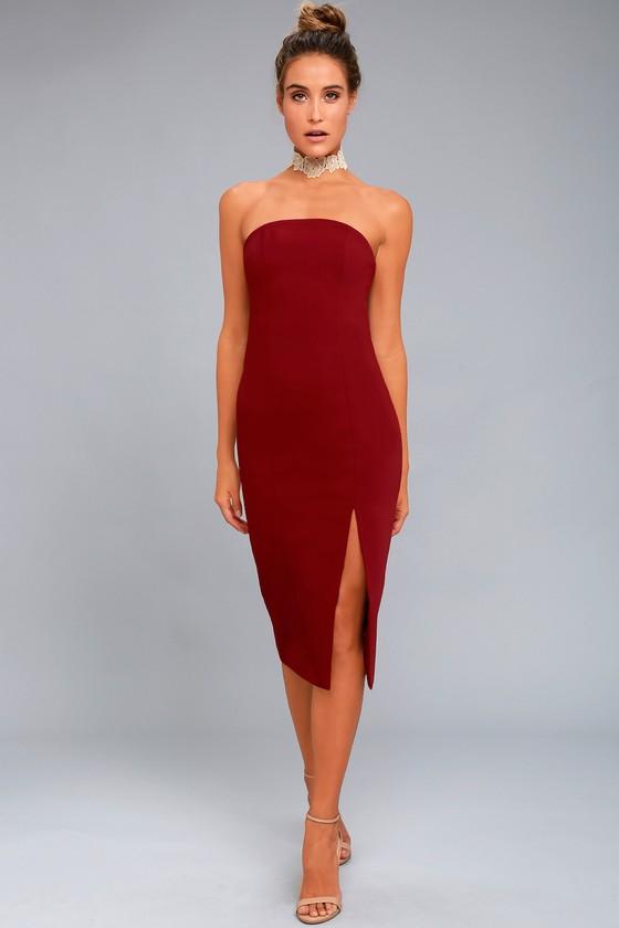 Finders Keepers | Lucie Wine Red Midi Dress | Size Xx-small | Lulus