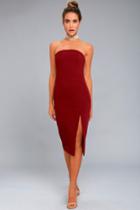 Finders Keepers | Lucie Wine Red Midi Dress | Size Xx-small | Lulus