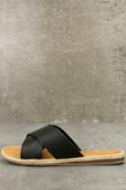 Bamboo | Koren Black Espadrille Slide Sandal Heels | Size 6 | Vegan Friendly | Lulus
