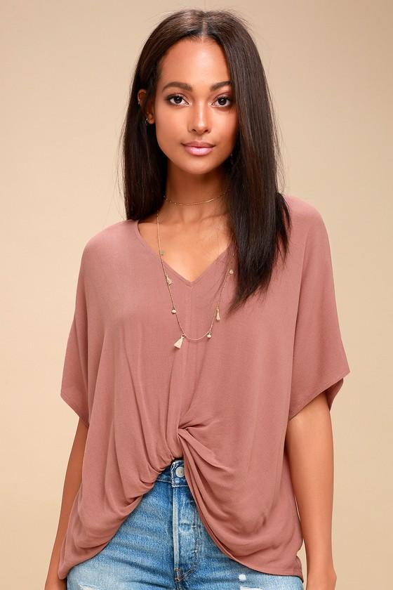 Sadie & Sage Day Maker Mauve Knotted Tee | Lulus