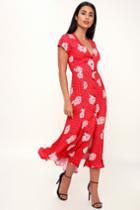 Capulet Elie Red Satin Print Button-up Midi Dress | Lulus