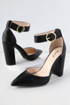 Qupid Yancy Black Ankle Strap Heels | Lulus