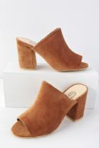 Sbicca Access Tan Corduroy Peep-toe Mules | Lulus