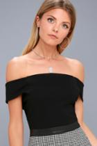 Caught Up In Love Black Off-the-shoulder Crop Top | Lulus
