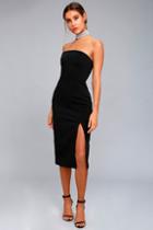 Finders Keepers Lucie Black Strapless Midi Dress