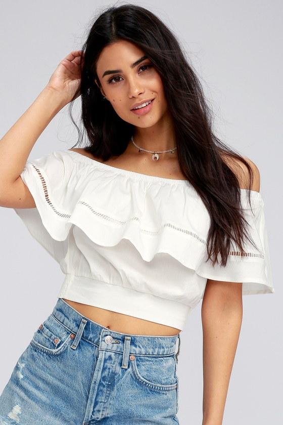 Privy, Inc. Adventure Abroad White Off-the-shoulder Crop Top | Lulus