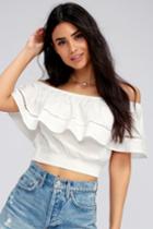 Privy, Inc. Adventure Abroad White Off-the-shoulder Crop Top | Lulus