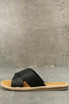 Bamboo Koren Black Espadrille Slide Sandals
