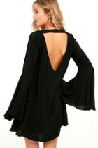 Lulus Something Magical Black Long Sleeve Shift Dress