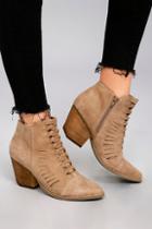 Matisse Coconuts Ally Natural Nubuck Cutout Ankle Booties
