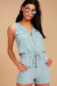 Olive + Oak Set Free Slate Blue Romper