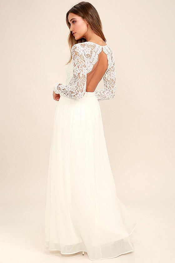 Awaken My Love White Long Sleeve Lace Maxi Dress | Lulus