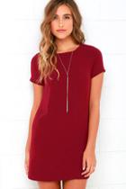 Lulus Shift And Shout Wine Red Shift Dress