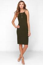 Glamorous Hit The Lights Olive Green Midi Dress