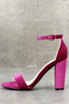 Bamboo | Something Sweet Fuchsia Velvet Ankle Strap Heels | Size 10 | Pink | Lulus