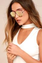 Lulus | Skyward Pink Mirrored Aviator Sunglasses