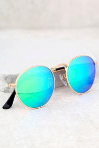 Perverse Orleans Gold And Green Mirrored Sunglasses