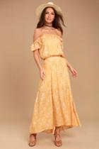 Amuse Society | Shiva Yellow Floral Print Maxi Skirt | Size Large | 100% Polyester | Lulus