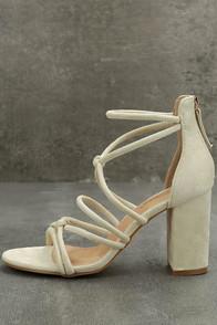 Jacobies Caley Beige Suede Ankle Strap Heels