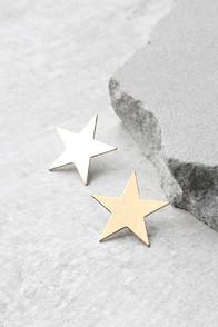 Lulus Top Of The Class Gold Star Earrings