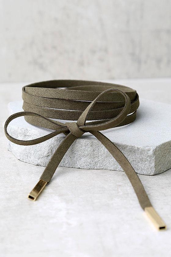 Lulus | Unity Olive Green Wrap Necklace | Vegan Friendly